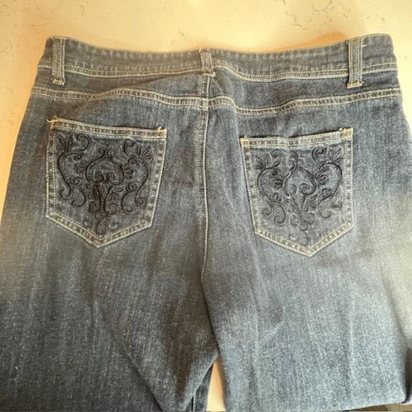 Nicole Miller Size 12 Mid Rise Bootcut Embroidered Pockets Dk Wash Jeans - Picture 5 of 12